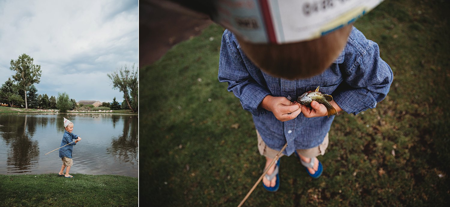 Portraits of a boy fishing