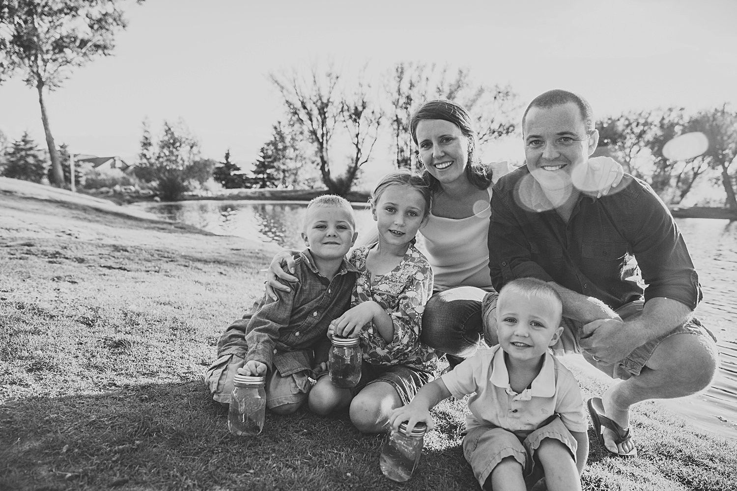 Family portrait with three young children