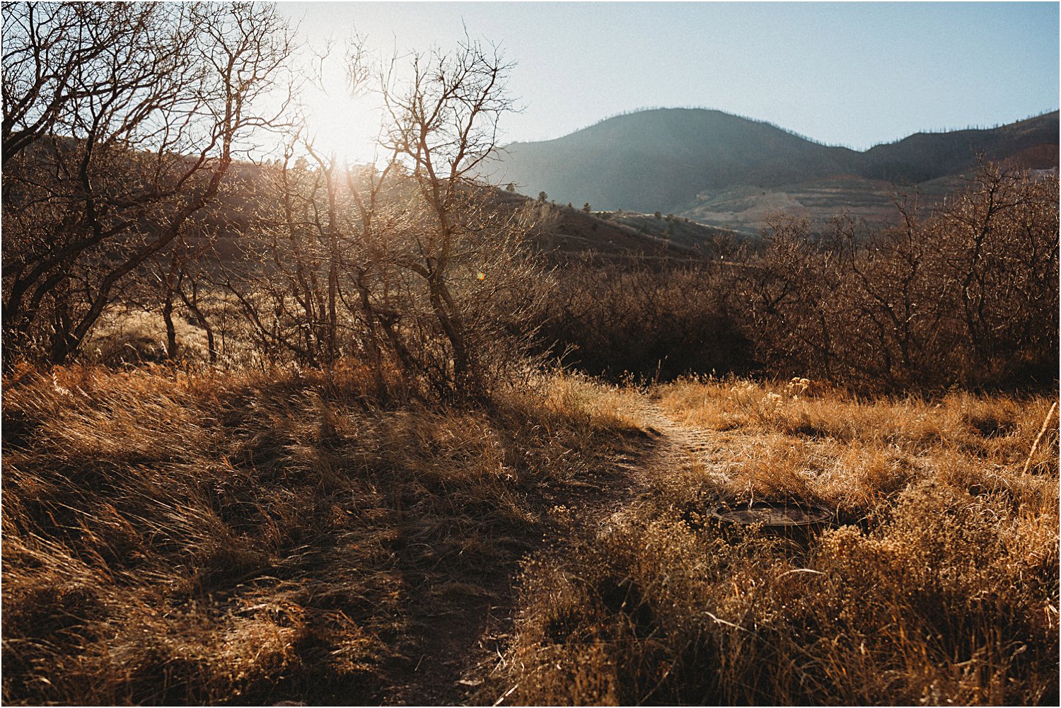 Landscape view of Rocky Mountains with setting sun