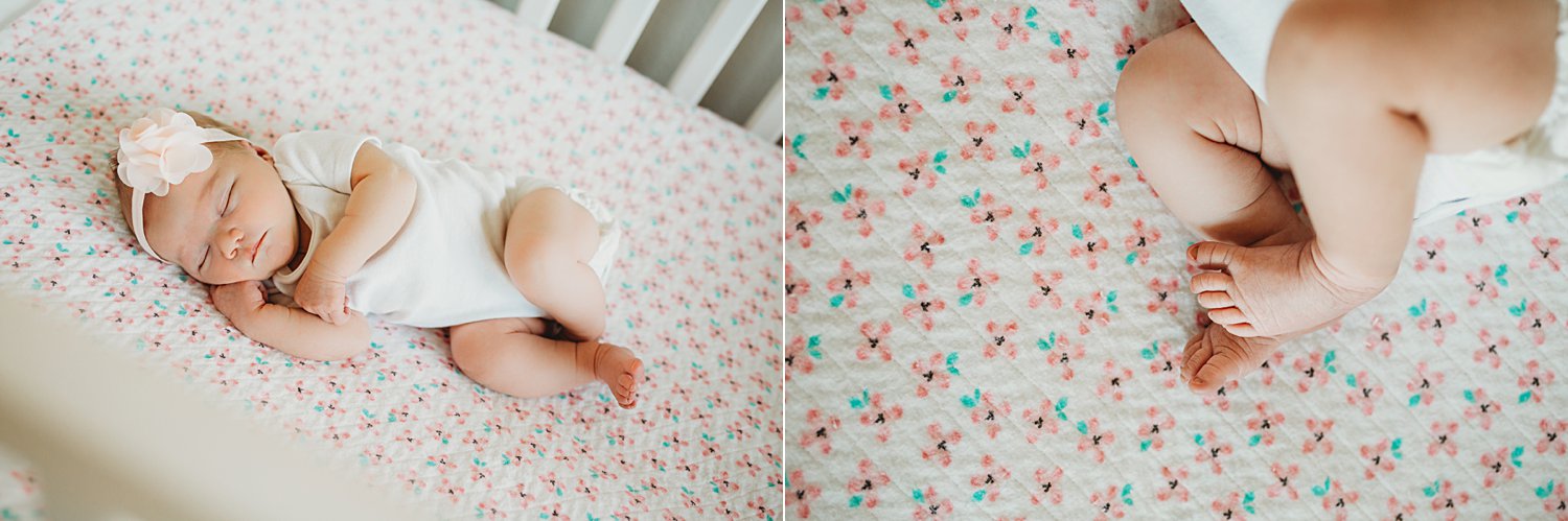 Newborn baby asleep in crib