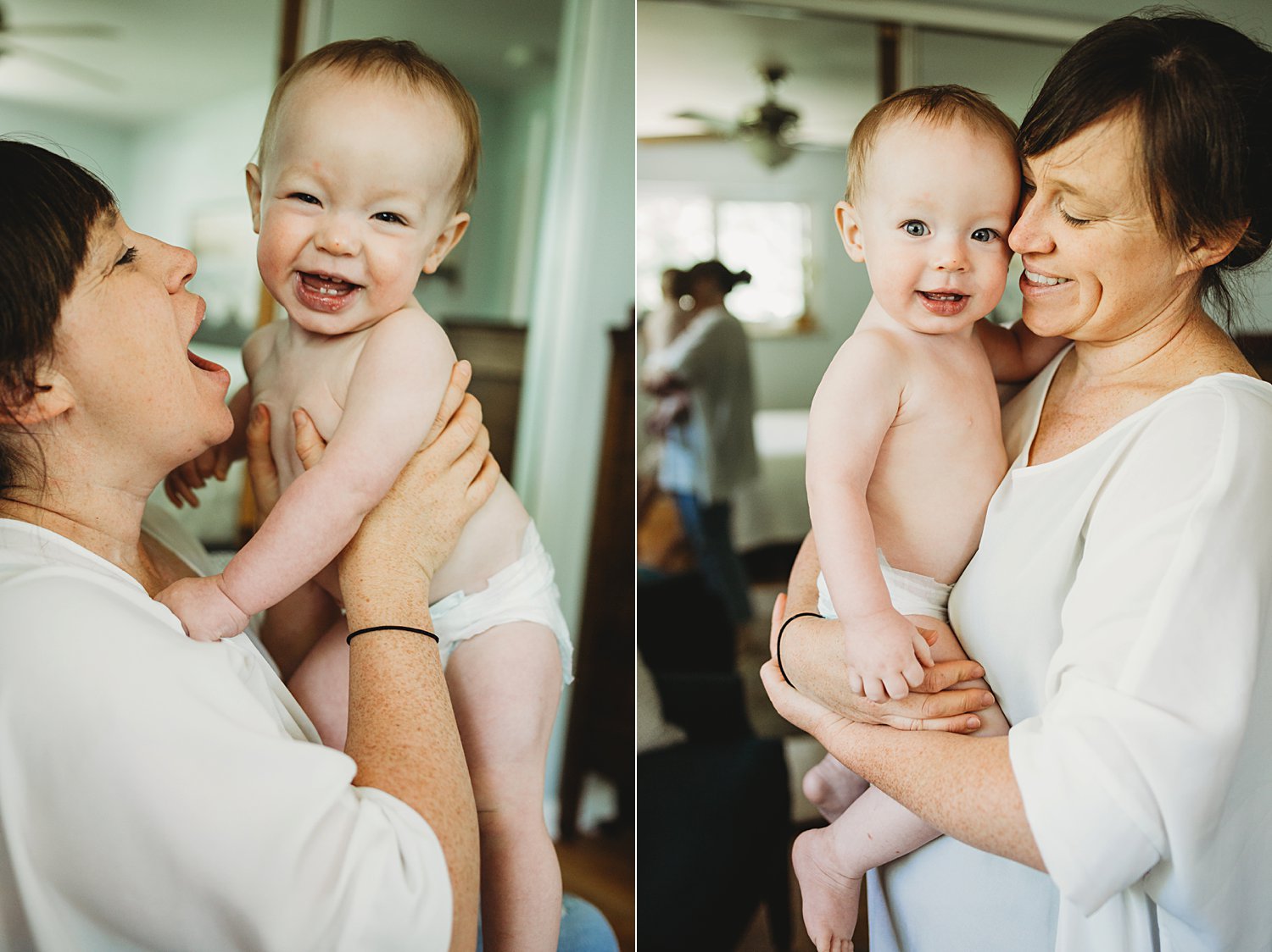 Mom snuggles with baby boy