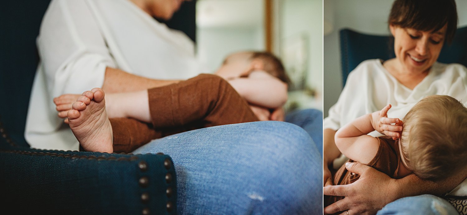 Mom breastfeeding baby boy