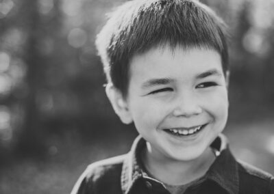 A young boy laughing